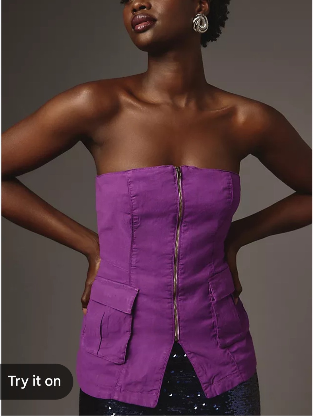 Anthropologie strapless purple top